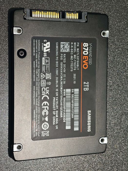 SSD Samsung 870 EVO 2TB ORIGINAL – TESTAT 100% – CrystalDiskInfo + Magician + HDD Sentinel