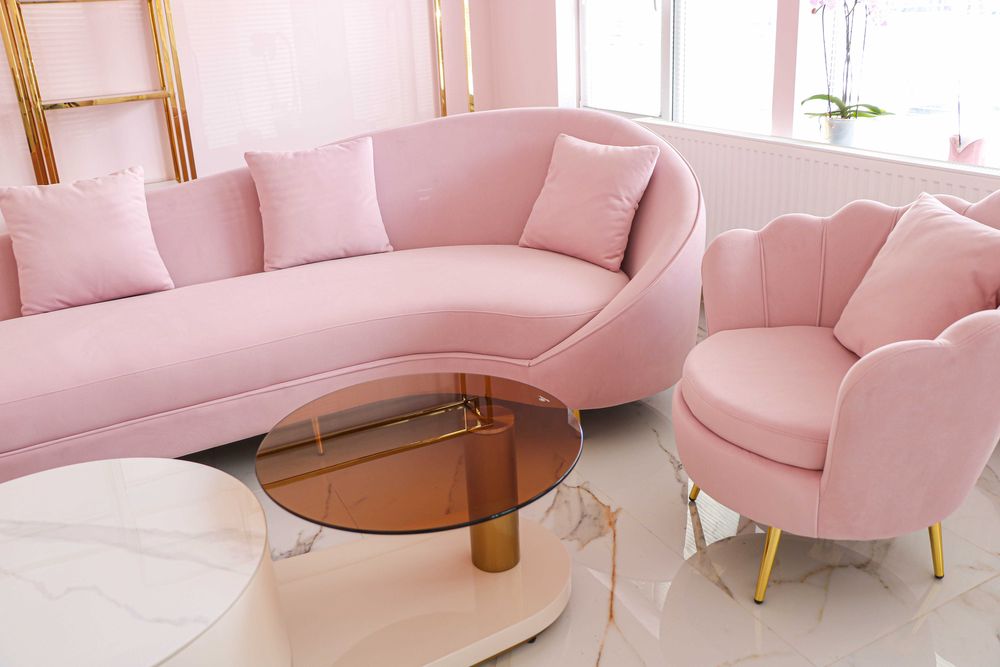 Set Canapea cu 2 fotolii Roz | Elegant si Rafinat pentru spatii de lux