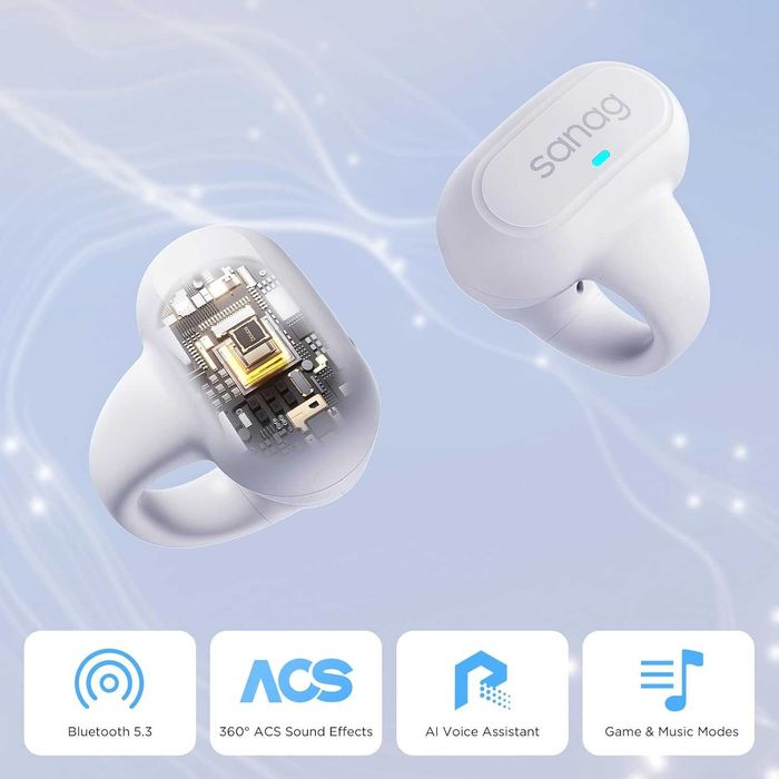 Безжични слушалки Sanag с Bluetooth 5.3 с калъф, iPhone и Android