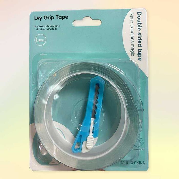 Двойнозалепваща нано лента тиксо с макетен нож 1.4 м x 2.4 см