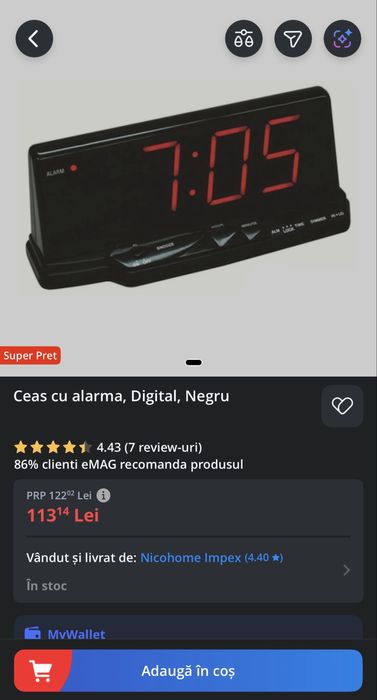 Ceas Digital cu Alarma si Cifre Mari