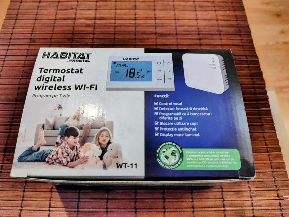 termostat modern cu Wifi smart, Romstal Habitat digital wireless Wi-Fi