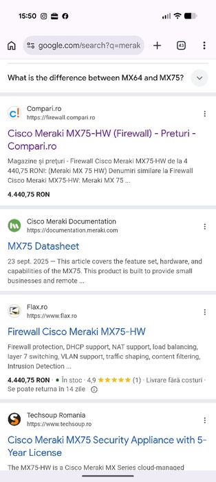 Firewall  Cisco meraki MX75-HW