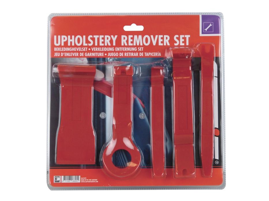 Set 5 ustensile din plastic pentru demontat panouri bord si usi Carpoint, pentru tapiterie si ornamente auto, rosu