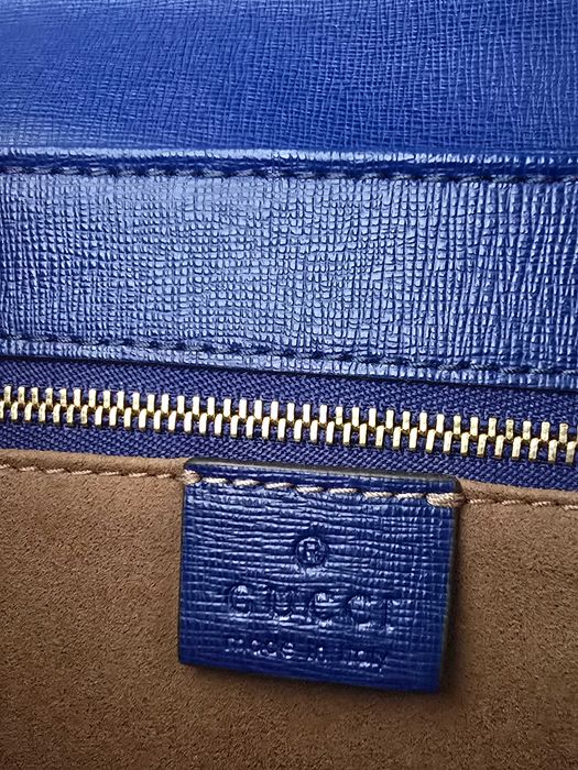 Gucci Horsebit – синя чанта с GG монограм