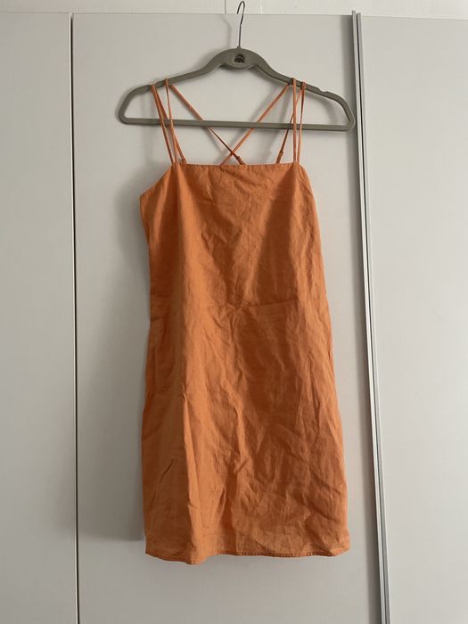 Rochie mini din in cu bumbac