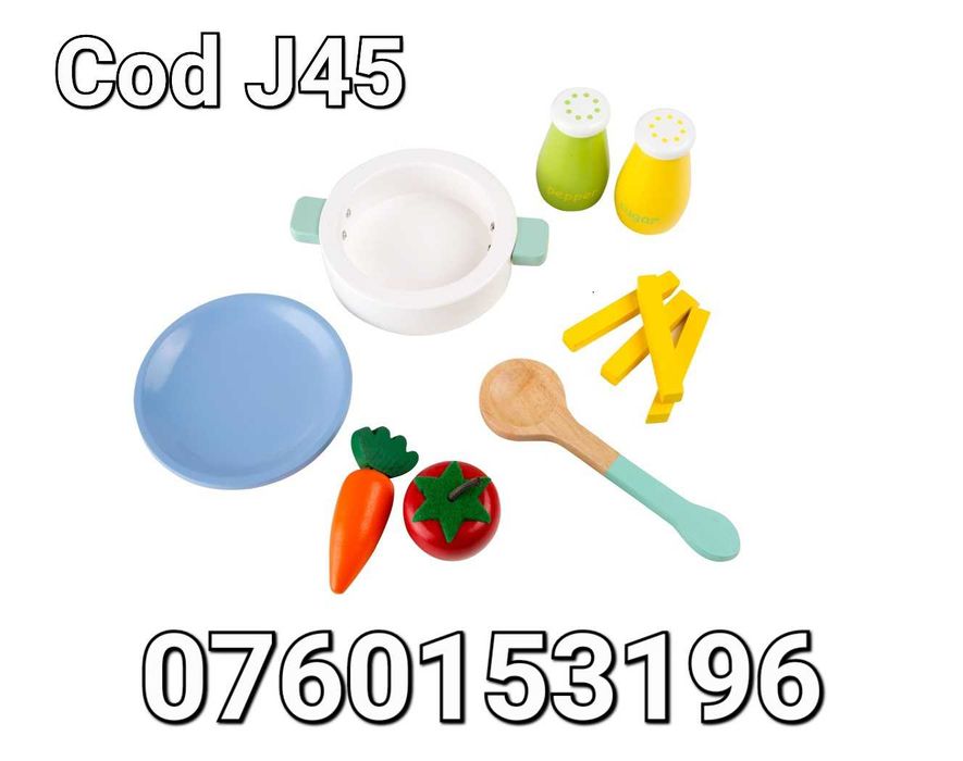 Bucatarie roz din lemn Cu accesorii incluse pt copii-Loc de Joaca-J45