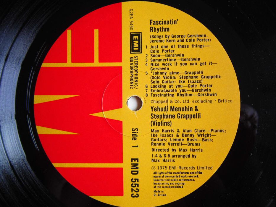 vinil rar jazz Yehudi Menuhin &Steph.Grappelli Fascinatin' Rhythm 1975