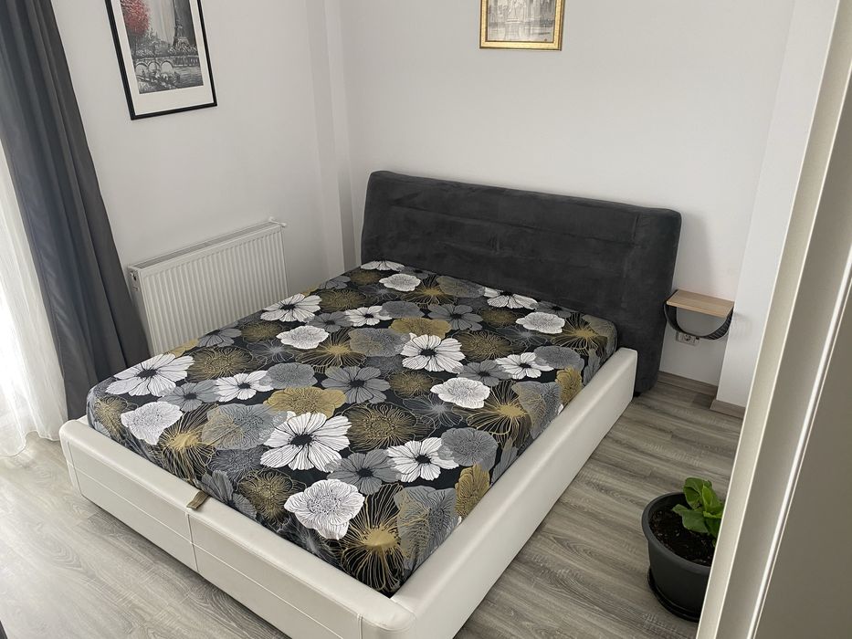 Pat Mob & Deco  180x200 lada depozitare si saltea – stare excelenta