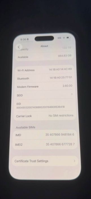 Ocazie Iphone 16 Pro 1TB impecabil 2200 lei