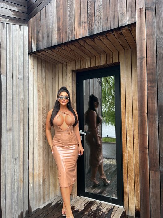Rochie latex rosie si maro