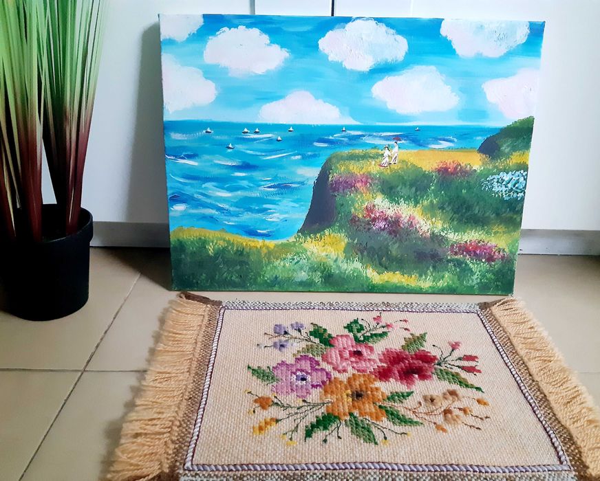 Ръчно рисувана картина „Морски бряг“