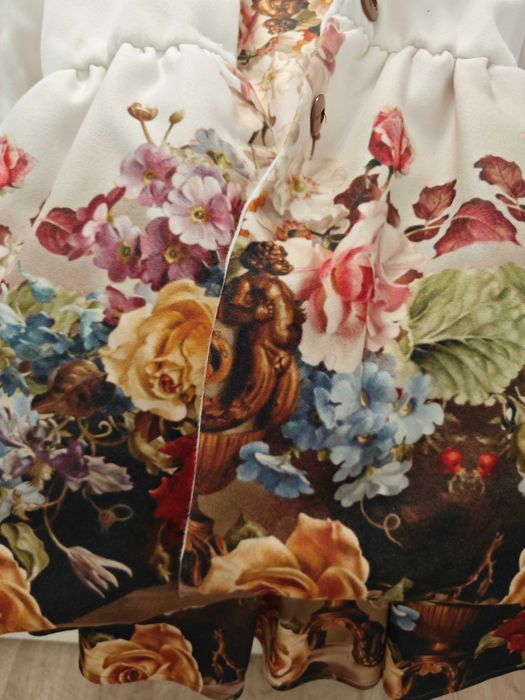 Комплект детско зимно палто и рокля с флорални мотиви 122 Доницета