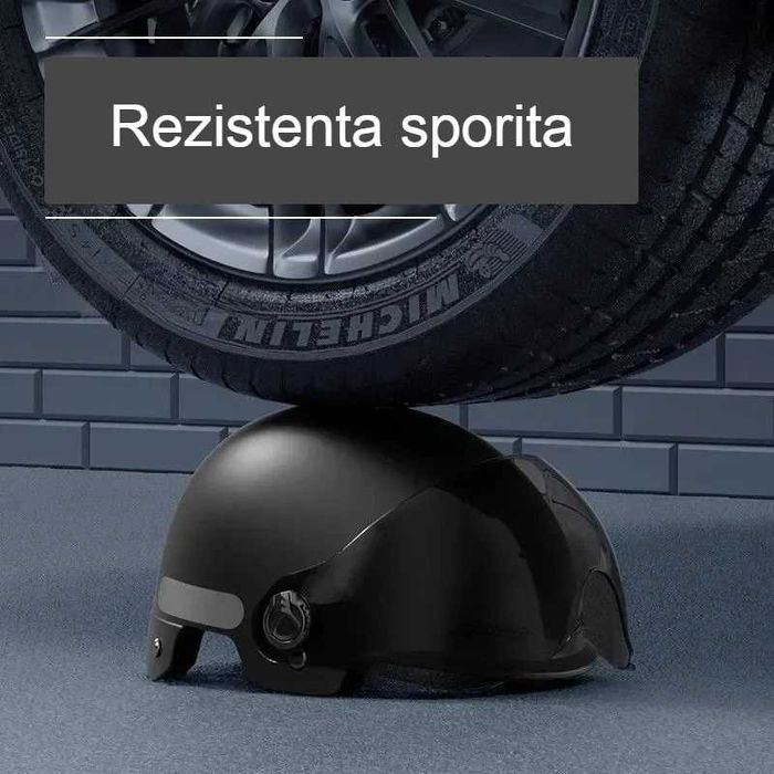 Casca Scuter/Trotineta electrica, marime universara, cu viziera, Alb