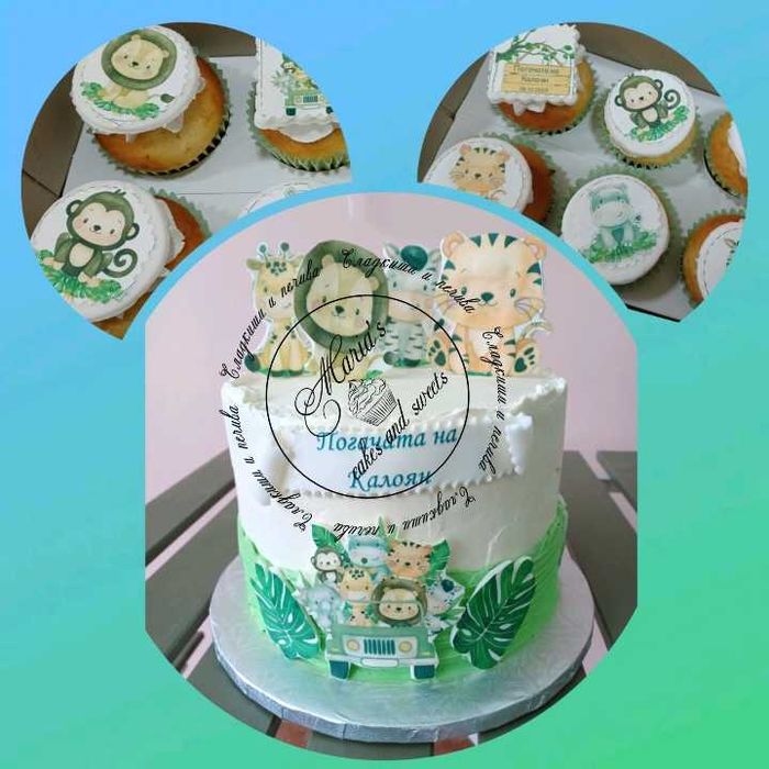 Торта, мъфини, меденки и погача / сет за сладка бебешка погача