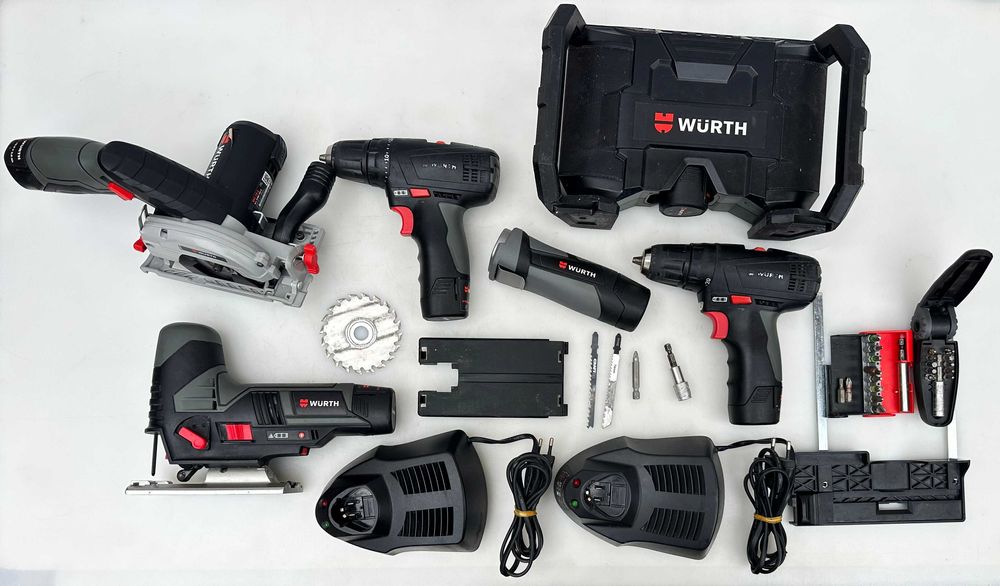 Wurth акумулаторен сет  винтоверт, фенер, радио, зеге, циркуляр 10.8V