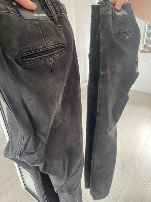 Blugi denim barbati, culoarea negru cu gri