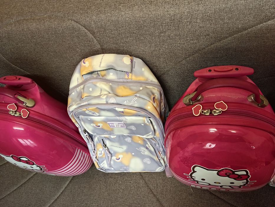 Troler hello kitty +ghiozdan fetițe 50 setul