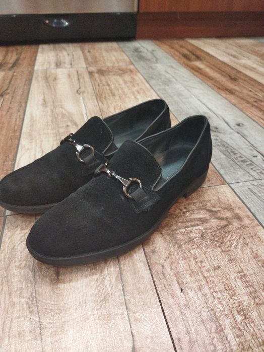 Туфли лоферы замша
