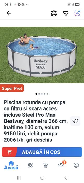 Piscină 3,66 m Nou