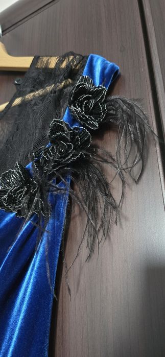 Rochie catifea Nissa albastra