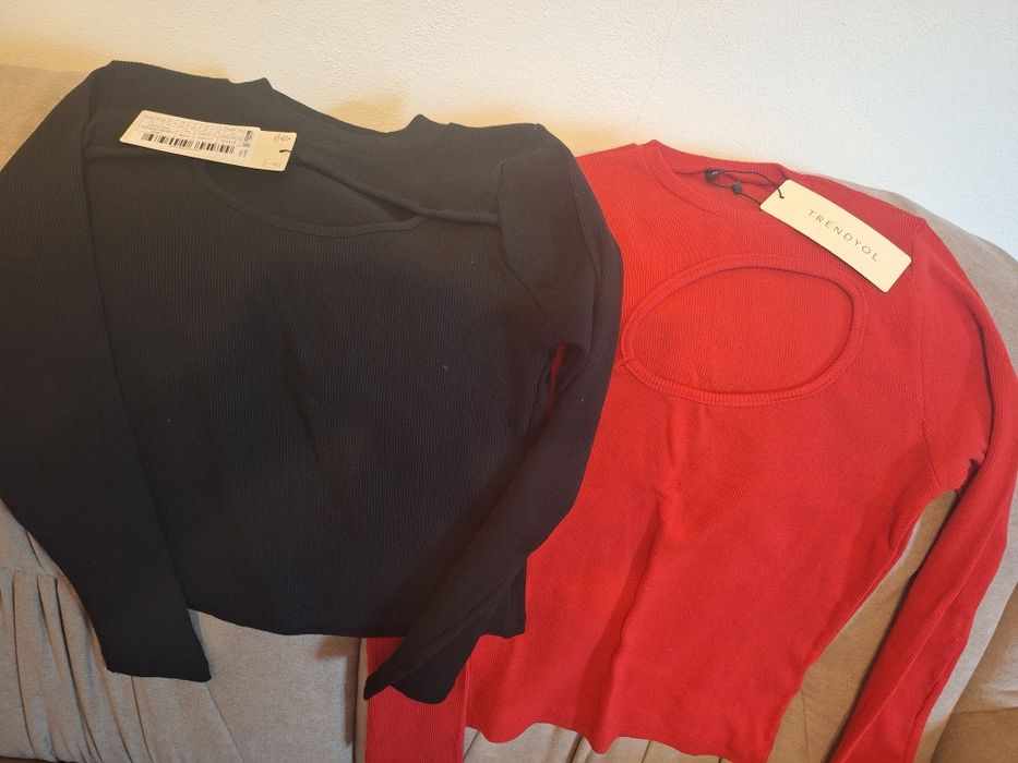 Set 2 bluze tricotate cu nervuri elastice