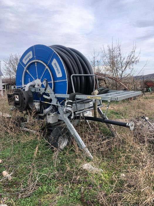Instalatie de irigat cu tambur, tun de capat si rampa de udare