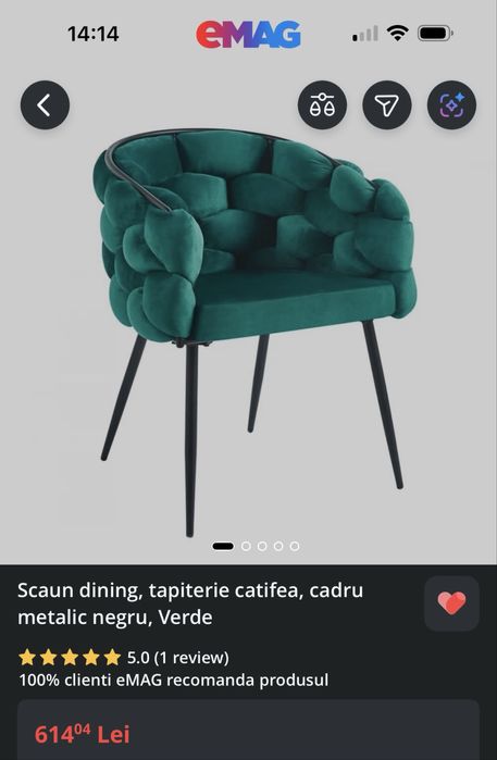 Scaun dining tapiterie catifea