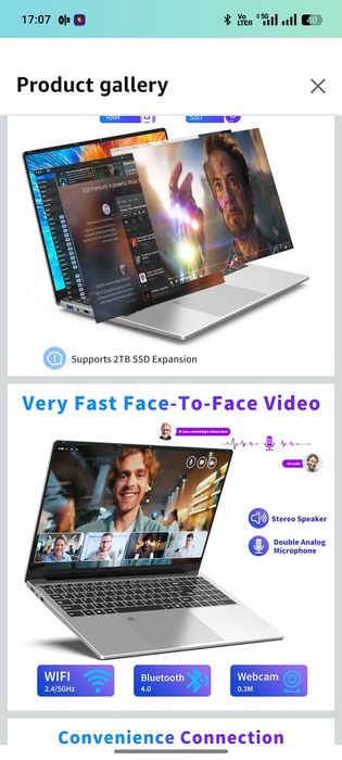 Laptop Amazon NiaKun 16 inch ,N100 ,alder lake ,16gb RAM ,ssd 1tb