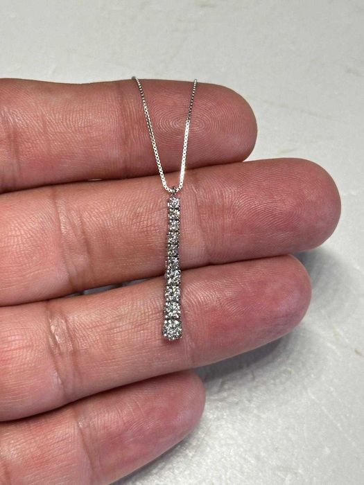LANT + PANDANTIV AUR alb 18K + 10 Diamante = 0.72CT - VS1 - G - Deosebit !