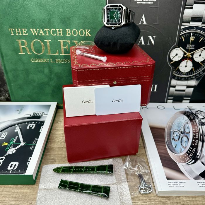 Santos de Cartier Green Dial Pe Stoc | Size L | 7400E | WSSA0062  2025