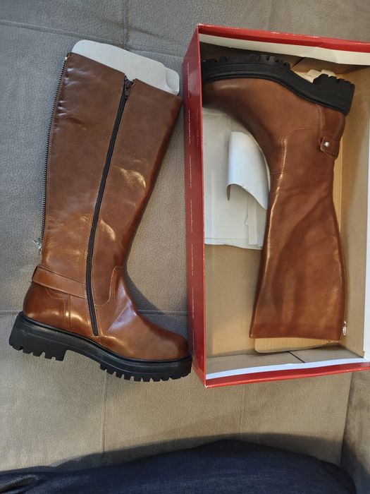 Cizme lungi Leofex (Ro) noi, maro-cognac