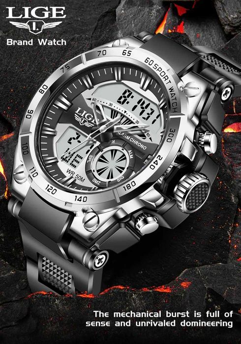 Водоустойчив кварцов мъжки часовник LIGE Sports Watch