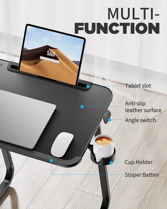 SAIJI помощна маса с регулируема височина и поставка за чаша