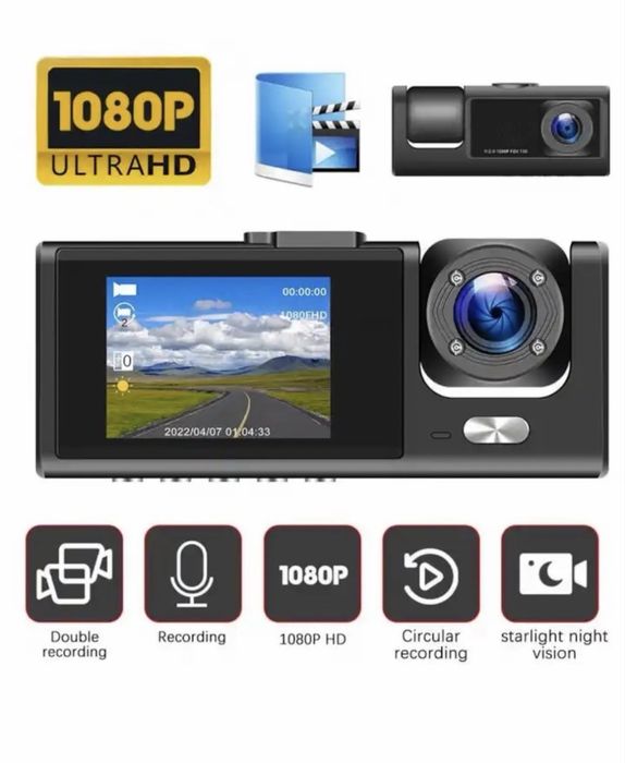 Camera de bord (dubla) DVR 1080p, Full HD ~ Card cadou 32 Gb
