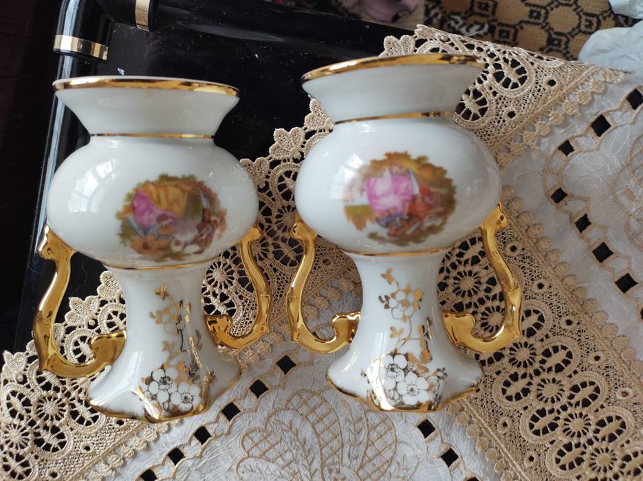 Комплект  винтидж 2бр Лимож вази, френски порцелан.