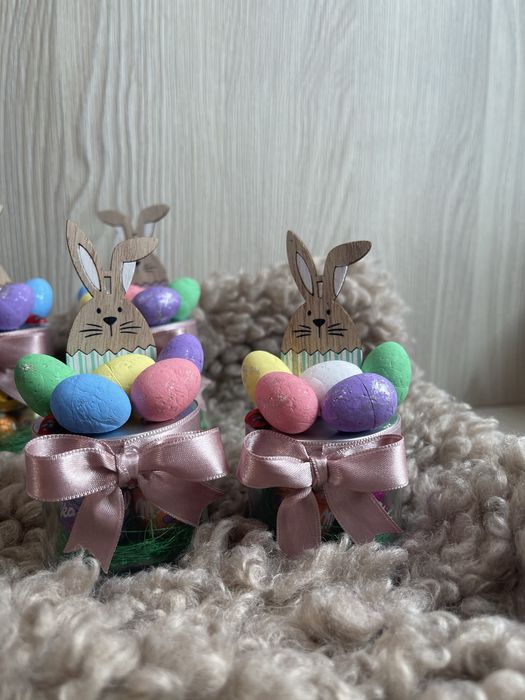 Cadou de Paște  Borcan handmade cu ouă de ciocolata  Mini & Mare
