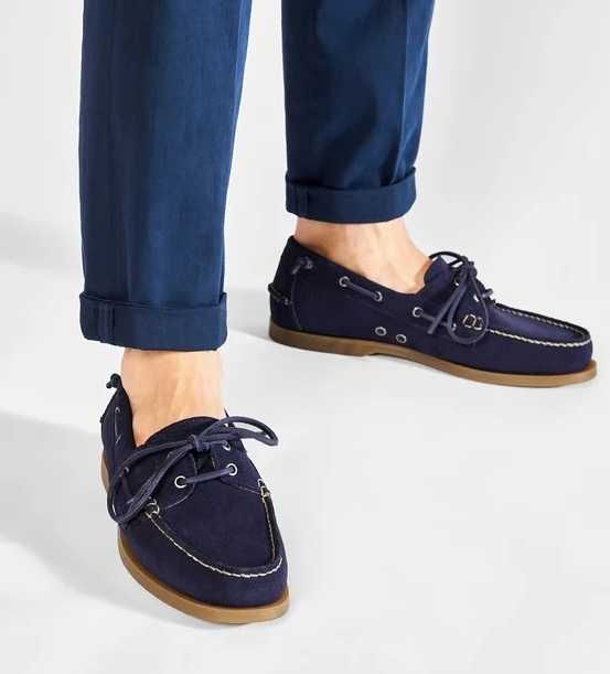 Pantofi sport casual 43.5 44 boat de lux Ralph Lauren NOI piele naturala suede navy