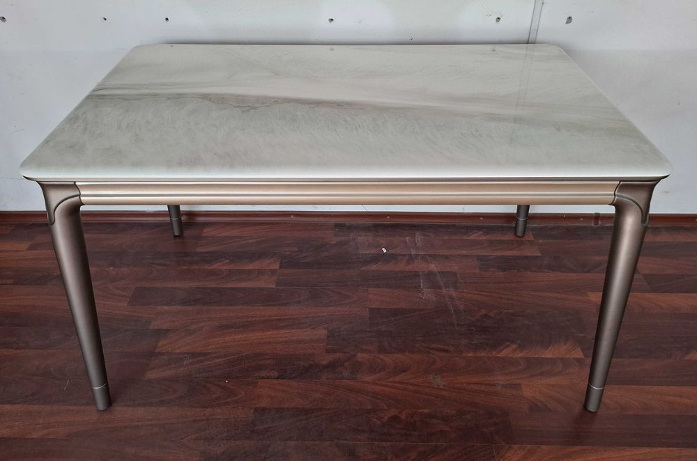 Masa MARMURA Alba insertie gri in valuri 130x80