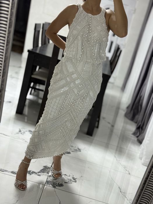 Rochie Asos alba midi cu perle