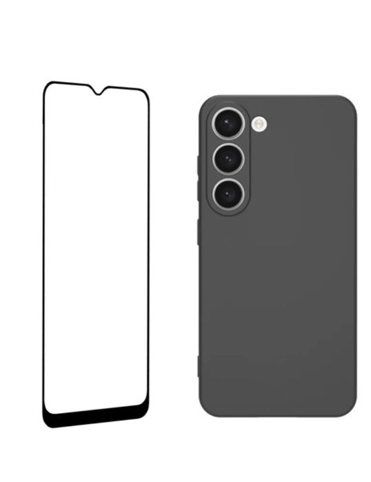 Samsung A21s/A23/A34/A25/A24/A26/A36/A37 Husa Silicon Clear Black Guard + Folie Sticla Curba