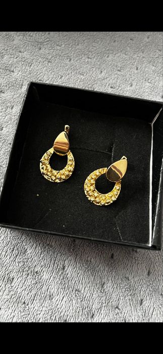 Серьги золотые лимонный
