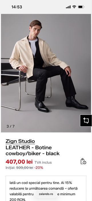 Cizme cowboy/biker Zign Studio Zalando marime 41