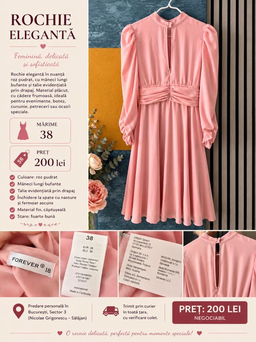 Rochie roz pudră