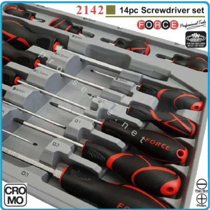 Професионални Отвертки Прави и Кръстати 14 броя FORCE 2142