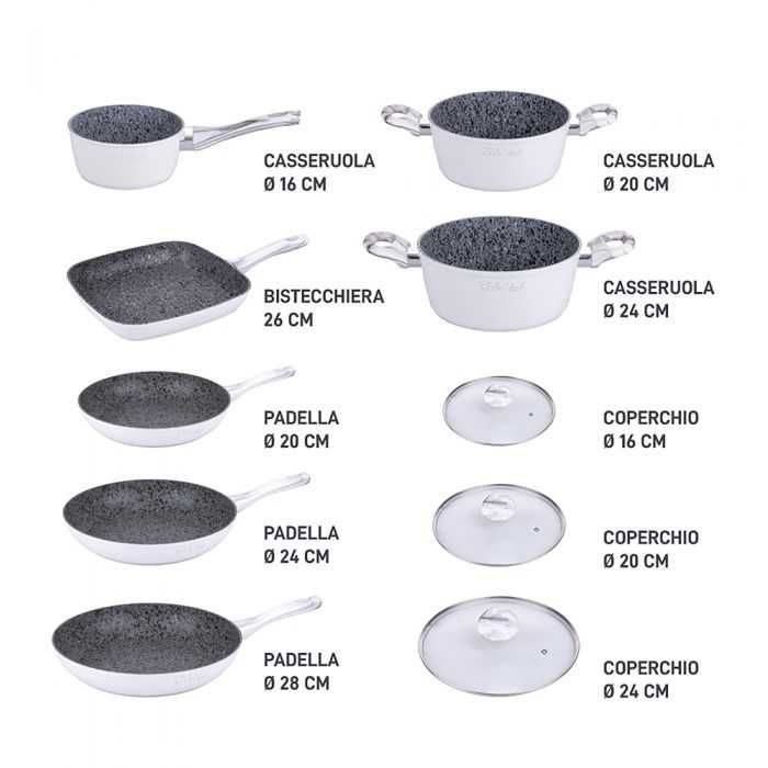 Комплект кухненски съдове от 8 части Айсберг, SìChef - Тиган, Тенджера
