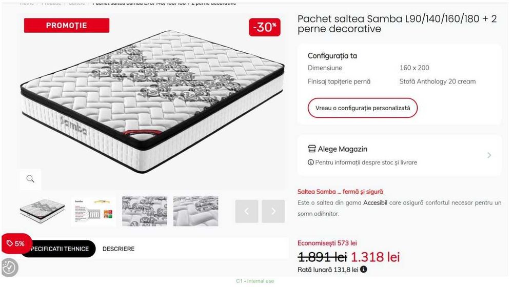 Saltea Lems 1.60 x 2.00 in stare impecabila