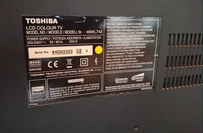 Продавам/Бартер 46 Инча LED Телевизор Toshiba Regza 46wl743 за Мултистрим Сателитна Телевизия !