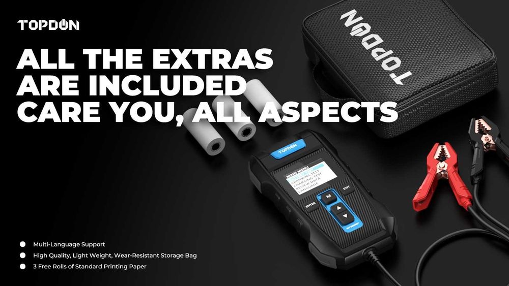TOPDON BT300P – Професионален тестер за акумулатори 12V с принтер