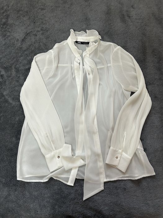 Бяла прозрачна риза Zara